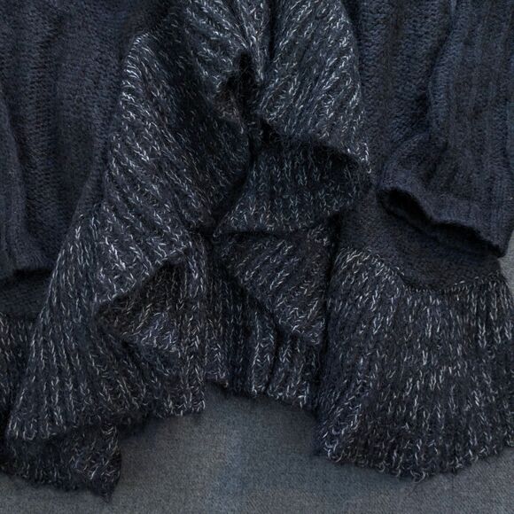 Forla Paris M Cardigan Black Wool Mohair Ruffle Rose Embellished Fairy Core Boho - Picture 6 of 14